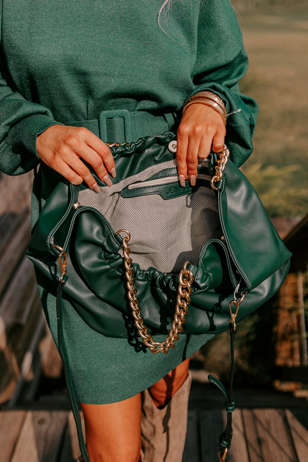 The Preston Faux Leather Tote In Hunter Green Image - 3