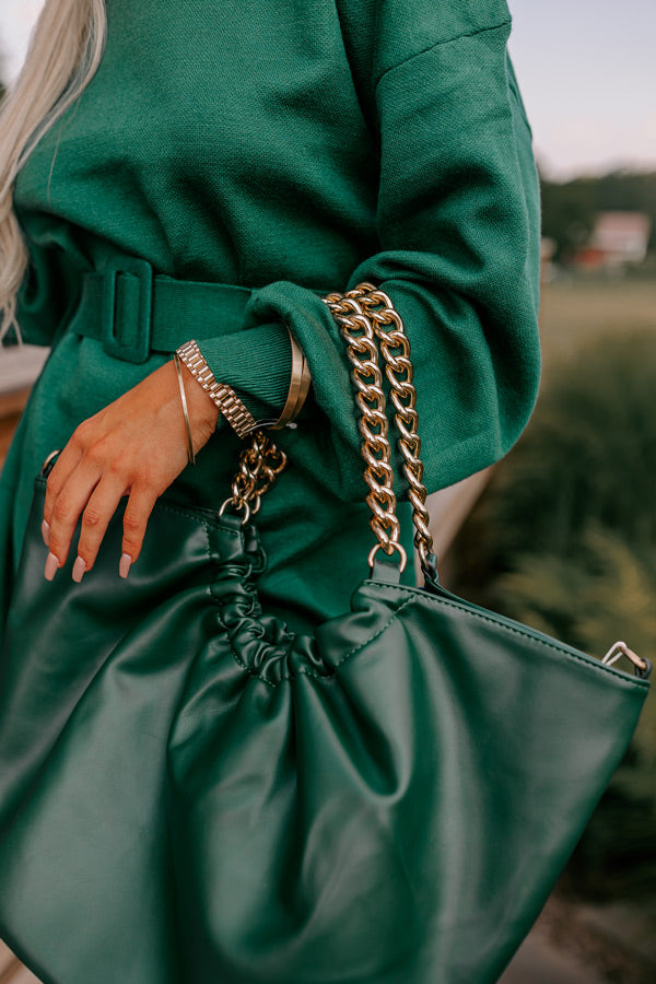 The Preston Faux Leather Tote In Hunter Green Image - 2