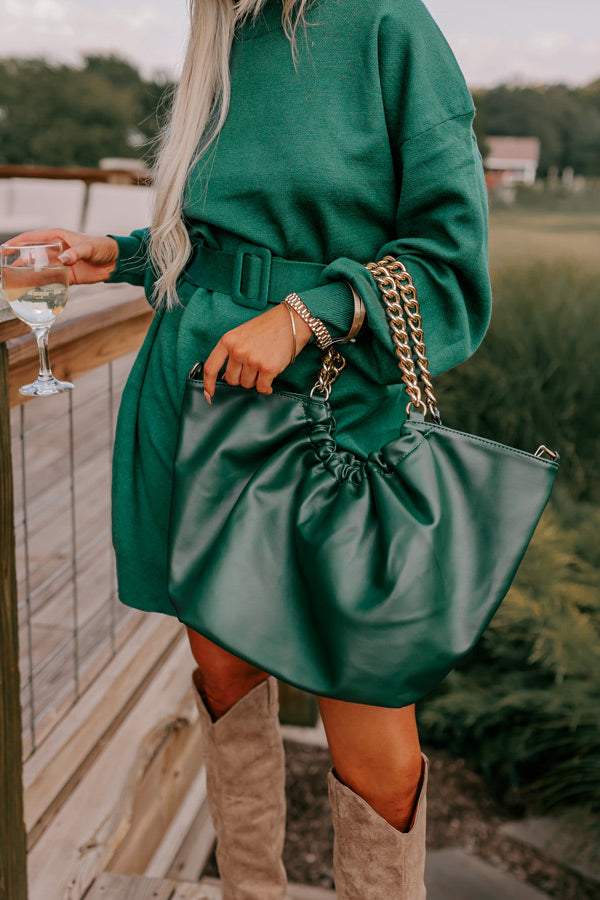The Preston Faux Leather Tote In Hunter Green Image - 1