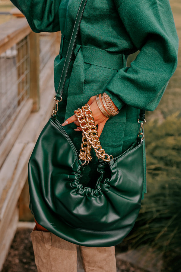 The Preston Faux Leather Tote In Hunter Green Image - 4