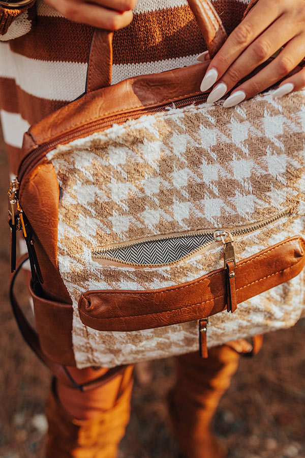 The Stevie Faux Leather Houndstooth Backpack Image - 5