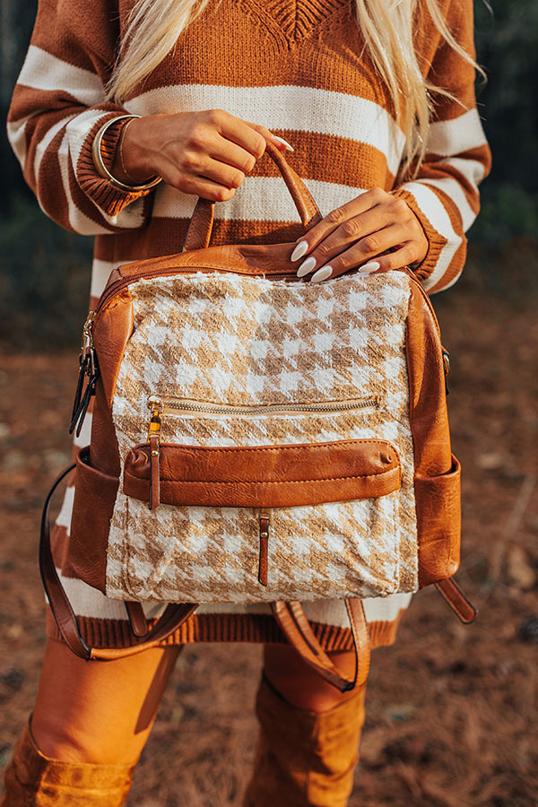 The Stevie Faux Leather Houndstooth Backpack Image - 2