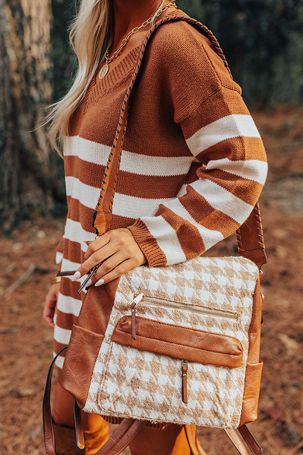 The Stevie Faux Leather Houndstooth Backpack Image - 1