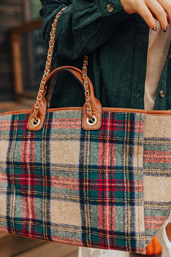 Wintry Dreams Plaid Tote in Iced Latte Image - 3