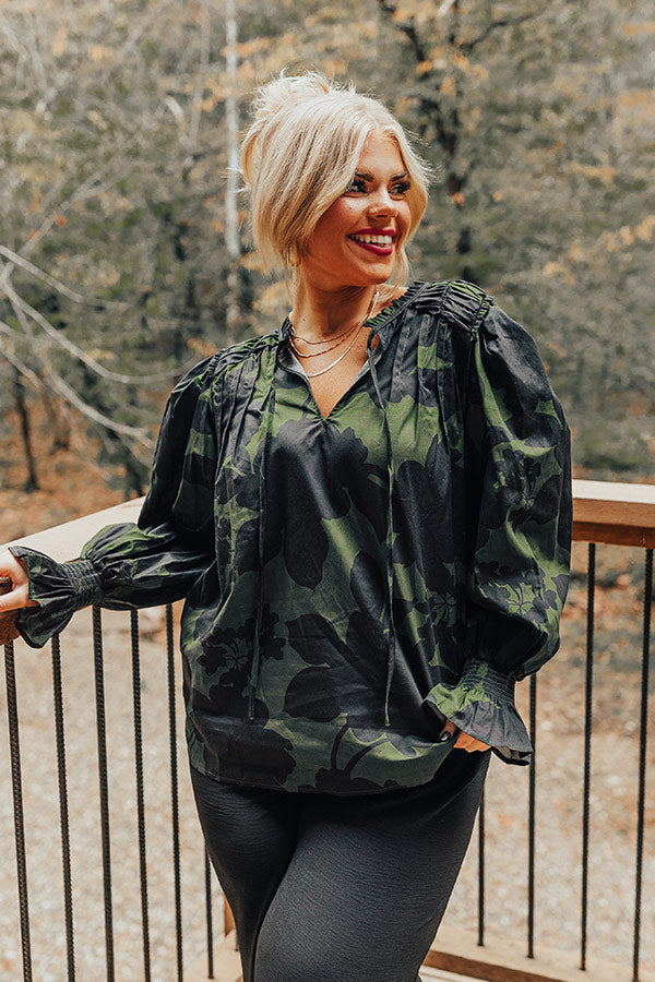 Endearing Romance Top in Green Curves Image - 1