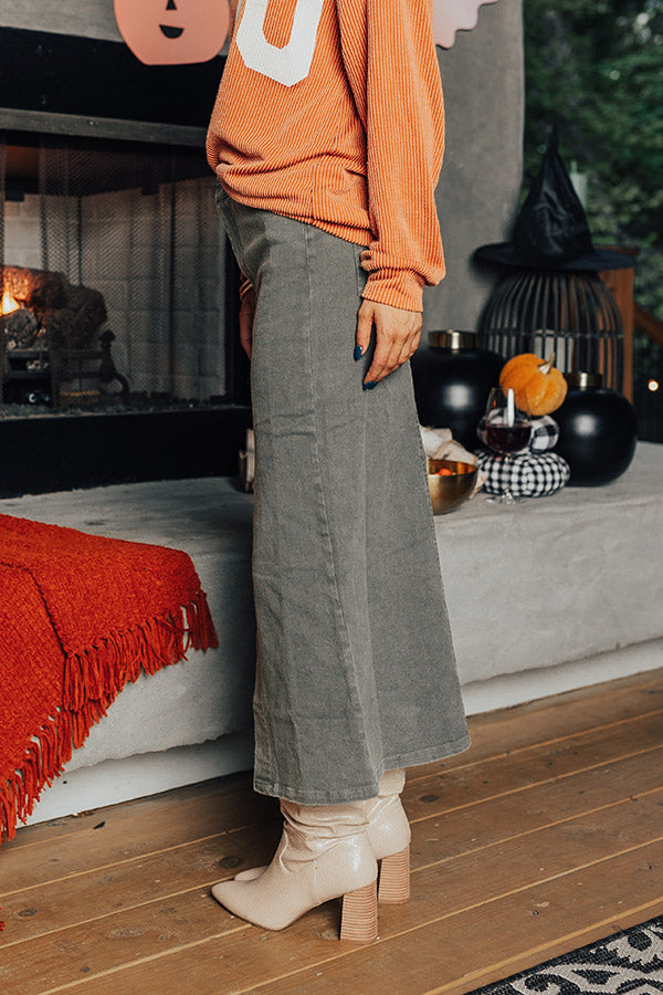 The Bristol High Waist Denim Skirt In Army Green Image - 3