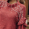 Cuddle Up With Cocoa Embellished Sweater in Rustic Rose Image - 1