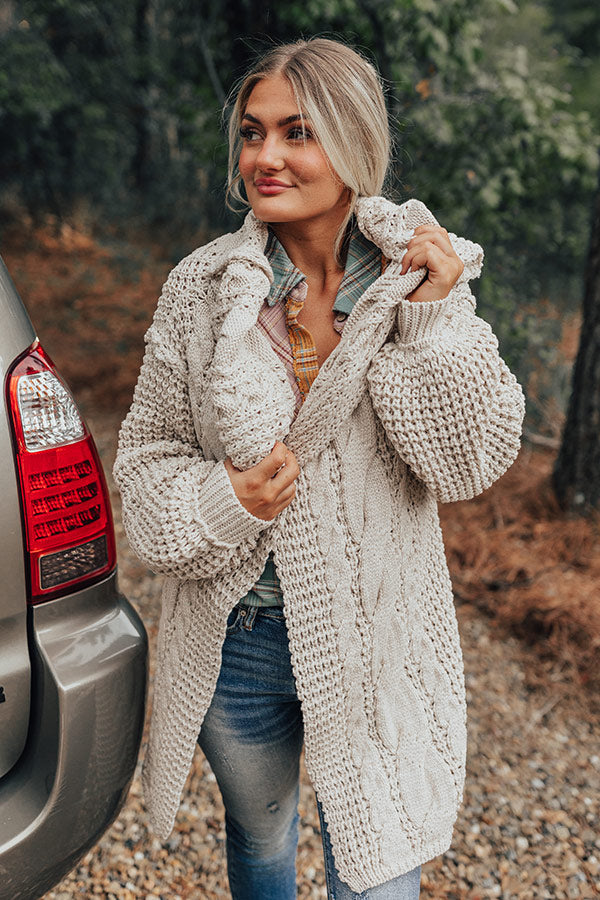 Mountain View Cable Knit Cardigan In Ivory • Impressions Online Boutique