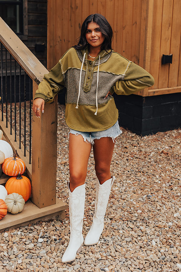 Winding Roads Knit Hoodie In Martini Olive Image - 2