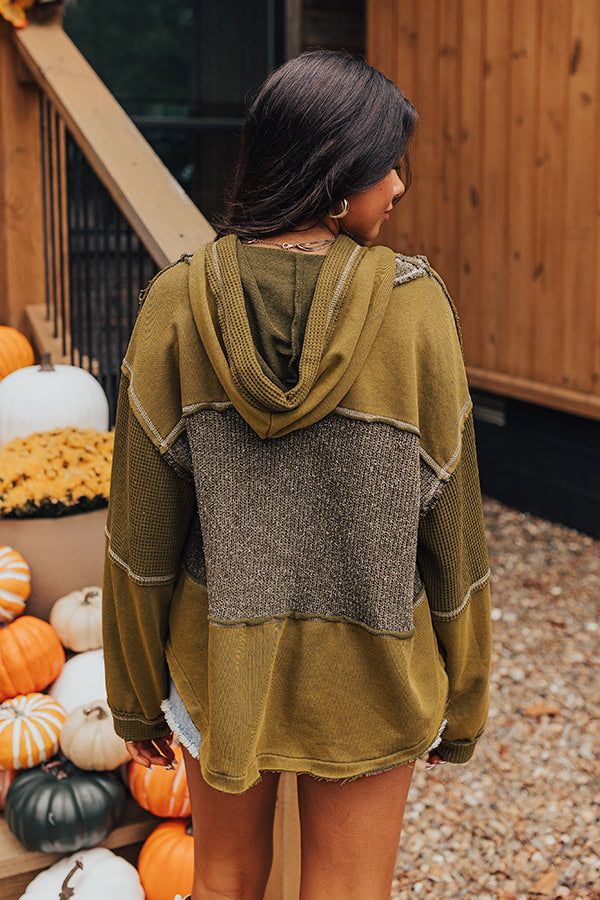 Winding Roads Knit Hoodie In Martini Olive Image - 3
