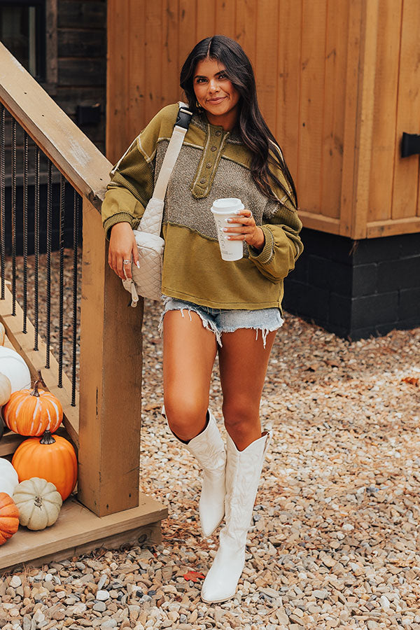 Winding Roads Knit Hoodie In Martini Olive Image - 5