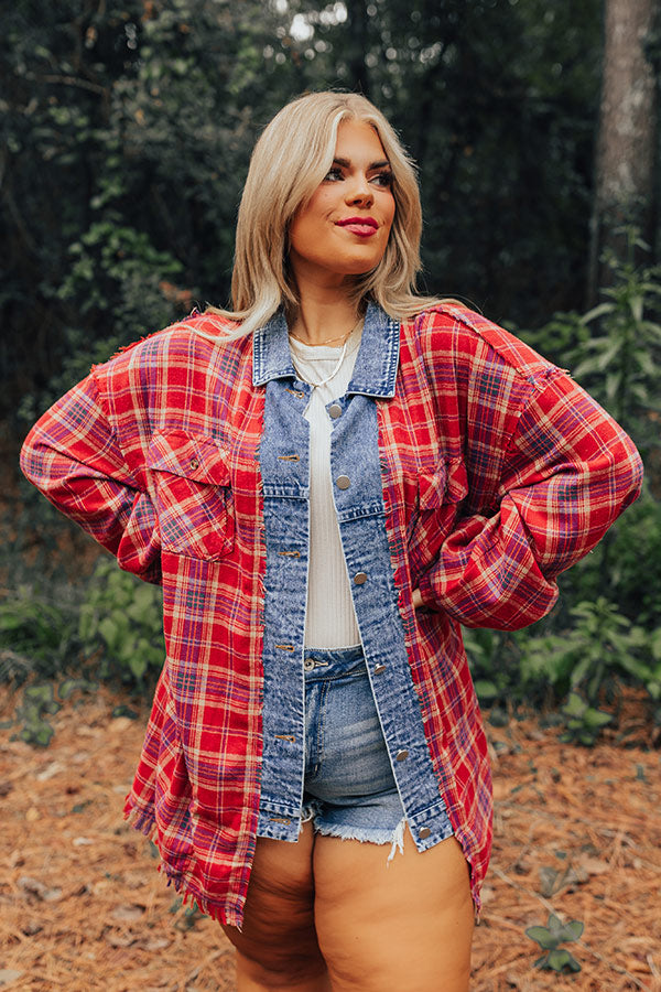 Cool Weather Inclined Plaid Top Curves