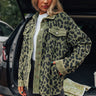 Leopard And Merlot Corduroy Jacket in Olive Image - 1