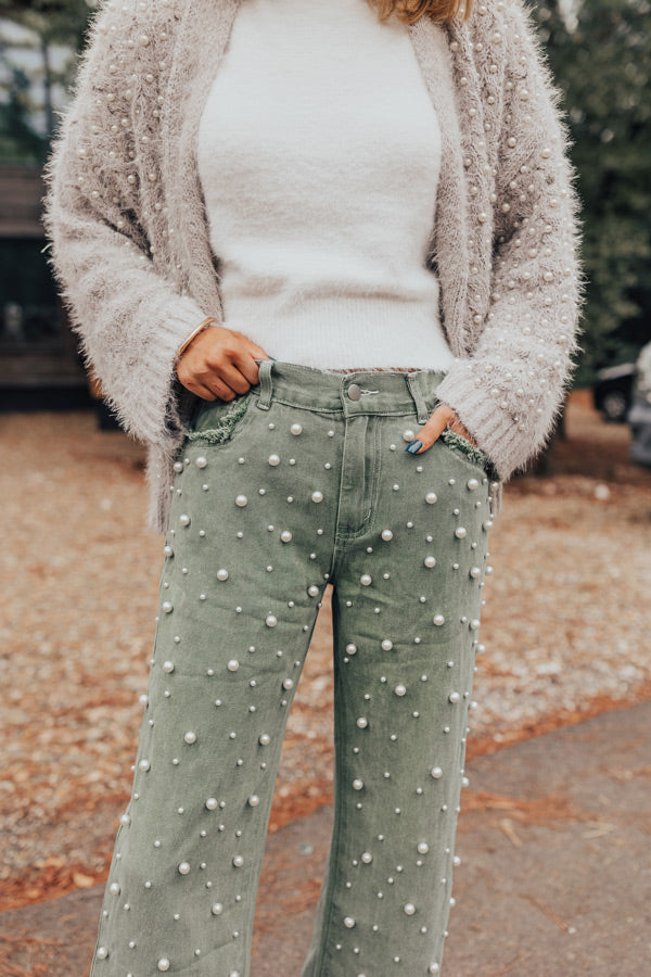 The Lovette High Waist Embellished Straight Leg Jean in Pear Image - 2