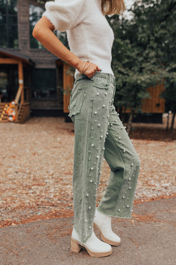 The Lovette High Waist Embellished Straight Leg Jean in Pear Image - 4