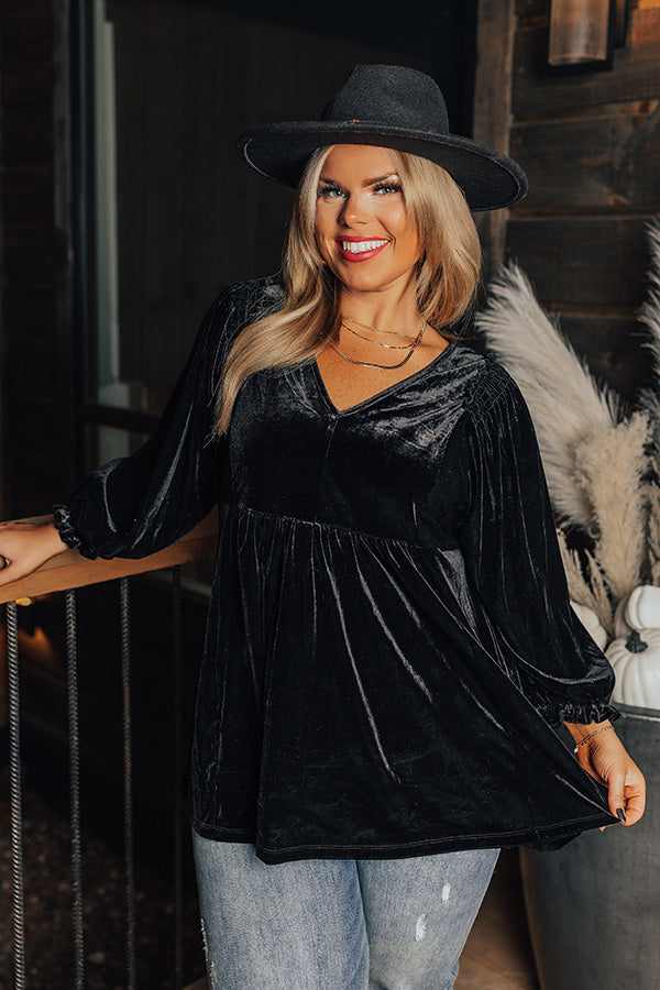 Winding Roads Velvet Babydoll Top Curves • Impressions Online Boutique