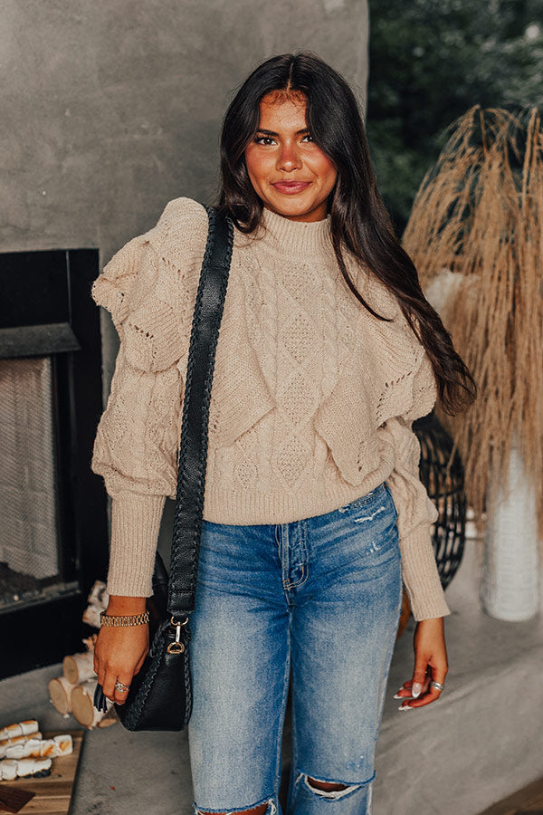 London Lookout Knit Sweater Top in Iced Latte
