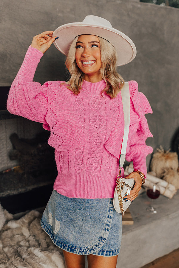 London Lookout Knit Sweater Top in Pink