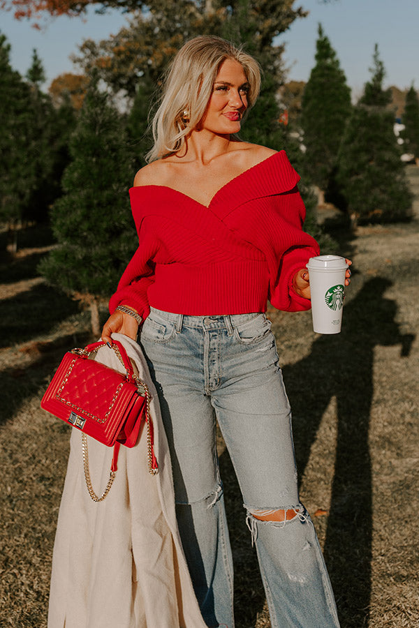 Red Wine Sipping Wrap Sweater Image - 1