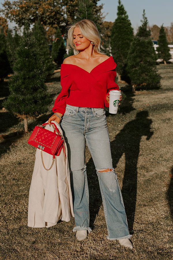 Red Wine Sipping Wrap Sweater Image - 2