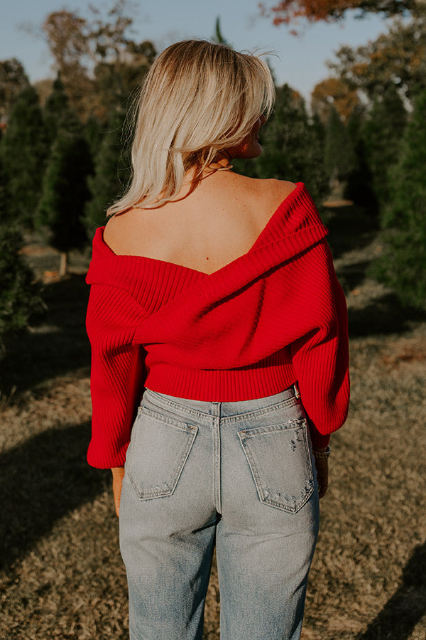 Red Wine Sipping Wrap Sweater Image - 4