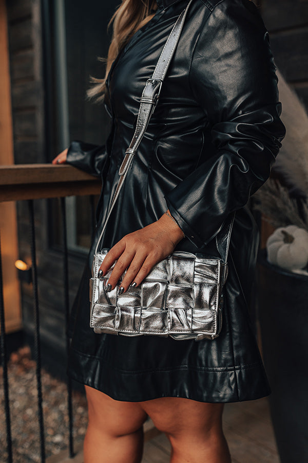 Guest To Impress Faux Leather Crossbody In Silver