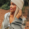 Fall Gratitude Fleece Lined Beanie In Stone Image - 1