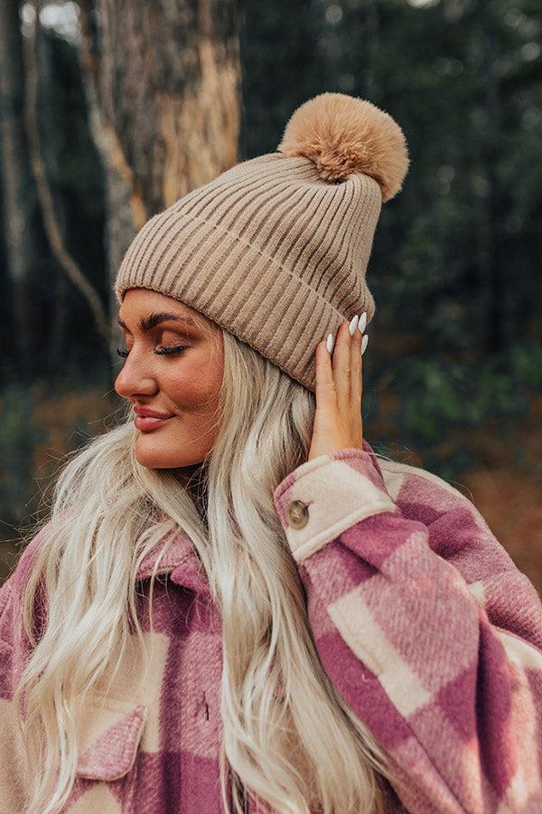 Toasty Times Fleece Lined Beanie In Iced Latte
