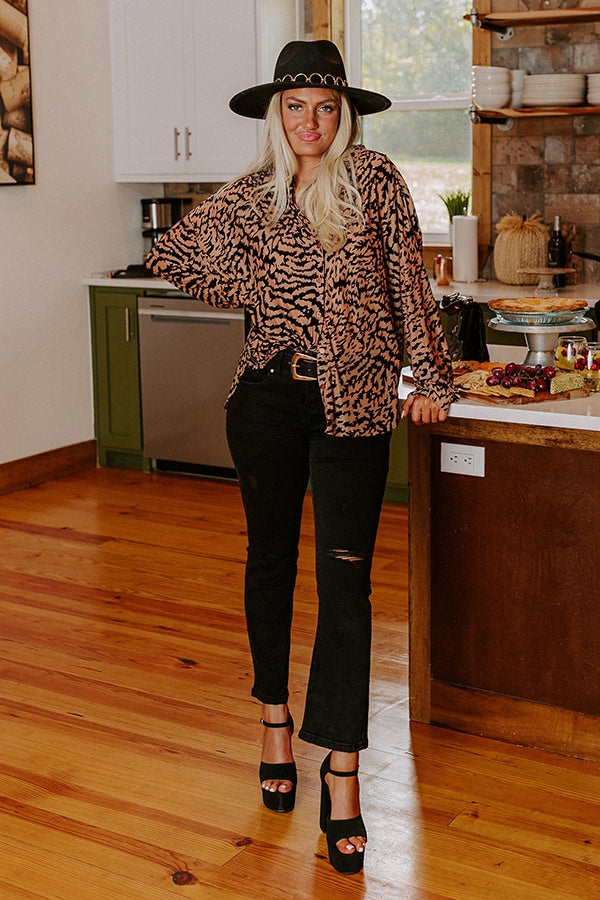 Modern Muse Velvet Burnout Top in Iced Mocha Image - 2