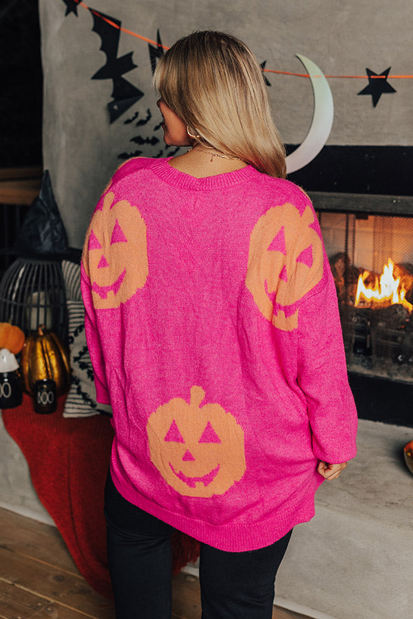 Hey Pumpkin Knit Sweater in Hot Pink Curves Image - 4