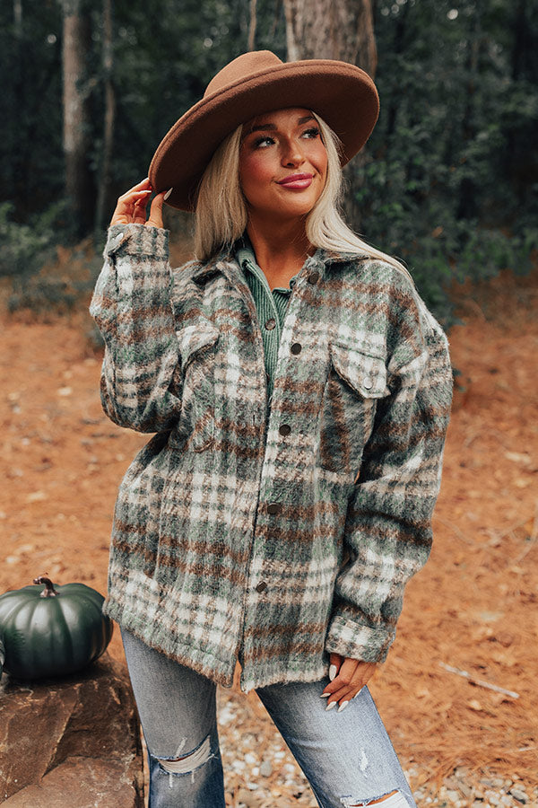 Whistling Woods Plaid Jacket In Green • Impressions Online Boutique