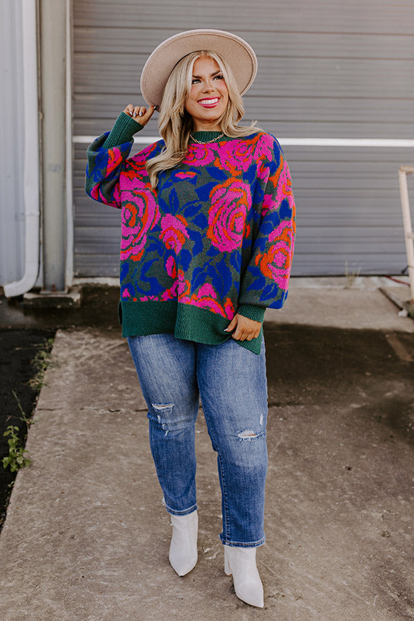Lush Blooms Knit Sweater Curves Image - 3