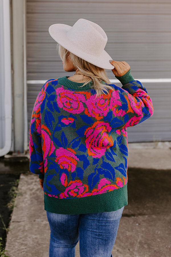 Lush Blooms Knit Sweater Curves Image - 4