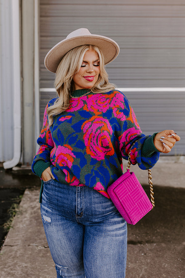 Lush Blooms Knit Sweater Curves Image - 5