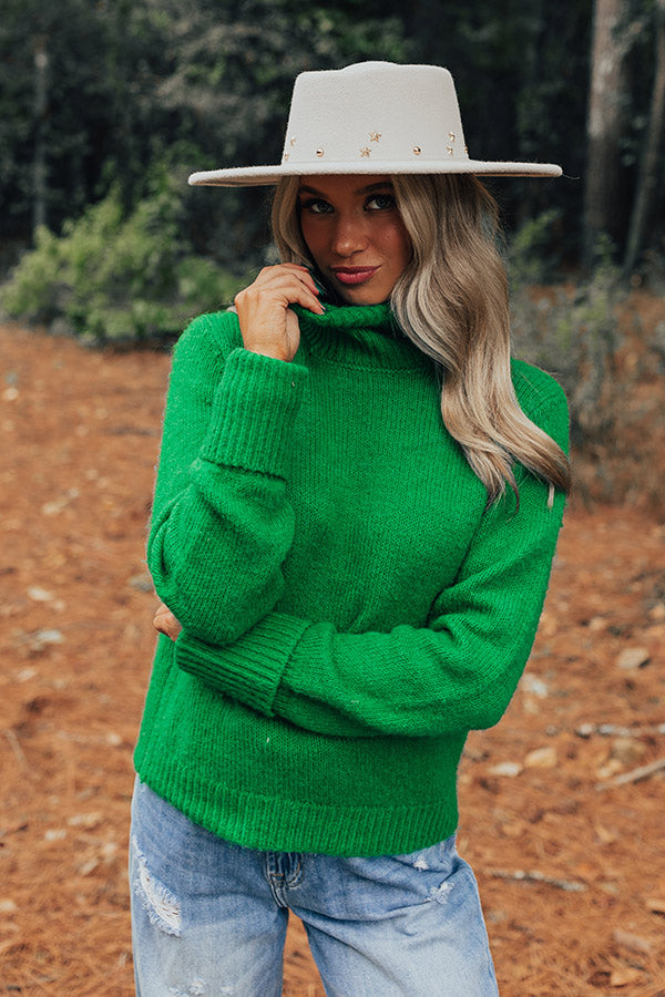 Coziest Place Knit Sweater In Kelly Green