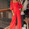 Exclusive Party Corduroy Jumpsuit In Red Image - 1