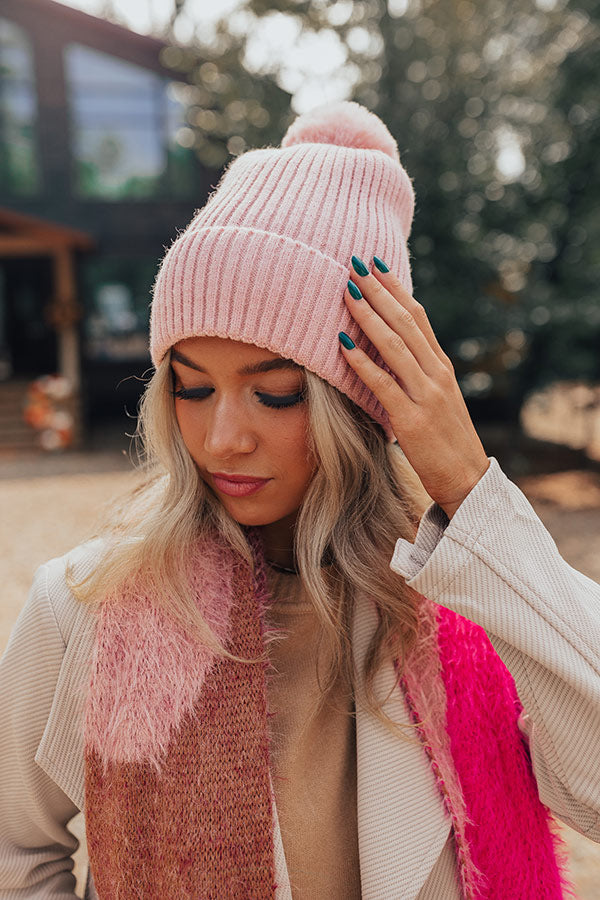 Toasty Times Fleece Lined Beanie In Pink