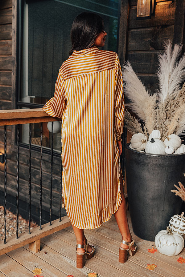 Clean Slate Stripe Midi In Mustard - Main Image
