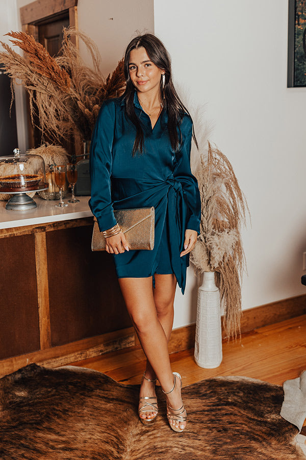 Hampton Wrap Satin Dress In Teal • Impressions Online Boutique Hampton Wrap Satin Dress In Teal • Impressions Online Boutique
