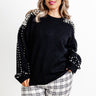 Modern Muse Pearl Embellished Sweater In Black Curves Image - 1