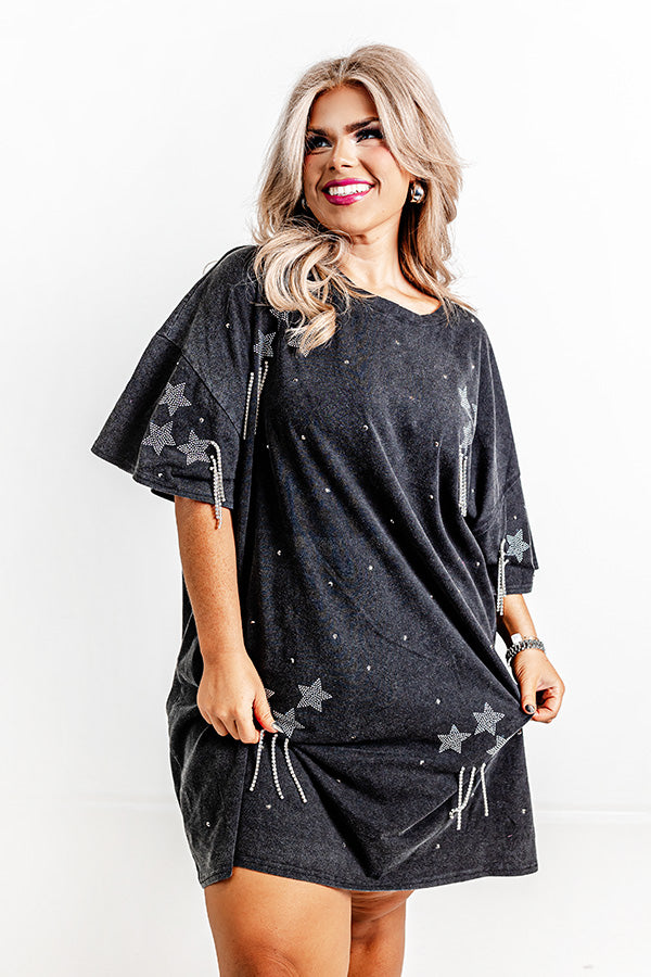 Artfully Done Embellished T-Shirt Dress in Vintage Black Curves Image - 4