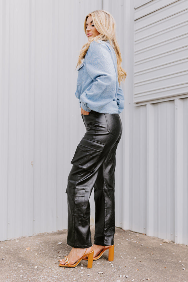 The Jenika High Waist Faux Leather Cargo Pants Image - 5