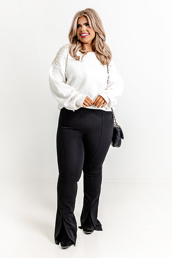 Modern Muse Pearl Embellished Sweater In White Curves