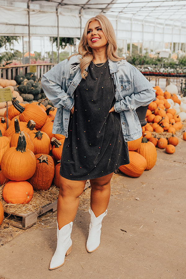 Playlist On Repeat Embellished T-Shirt Dress Curves Image - 3