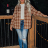 Start The Bonfire Embellished Plaid Jacket in Chocolate Curves Image - 1