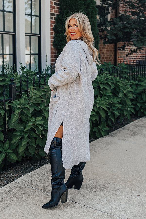 Start The Bonfire Duster Cardigan In Grey Curves – Impressions