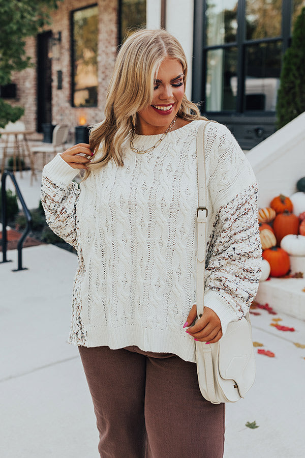 Pure Heart Cable Knit Sweater Curves Image - 2