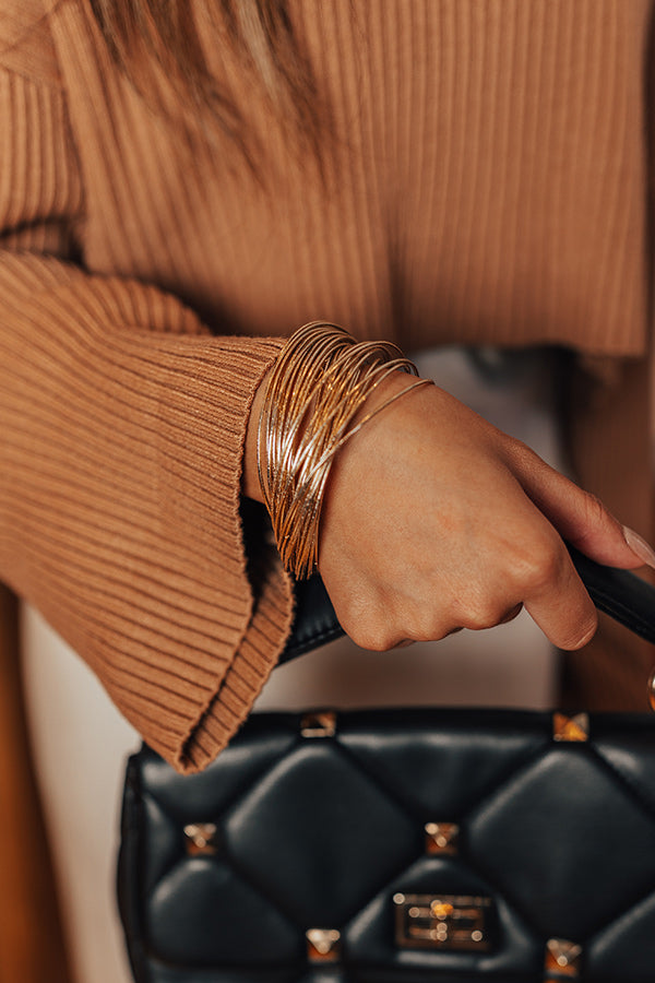 For The Record Bangle Bracelet Set In Gold Image - 3