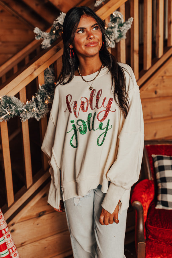 Holly Jolly Oversized Sequin Sweatshirt Image - 3