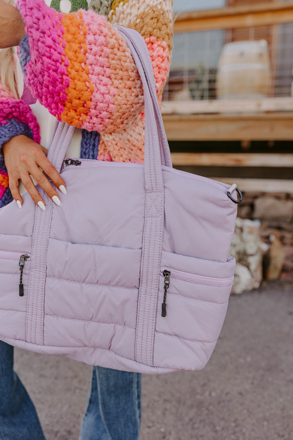 Sharp Witted Quilted Tote In Lavender Image - 2